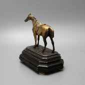 Антикварная бронзовая статуэтка «Лошадь», венская бронза, деревянная подставка, 19 век
