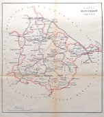 Старинная карта Воронежской губернии, картографич. зав. П. Ф. Петш, Санкт-Петербург, к. 19, н. 20 вв.