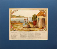 Старинная литография с песней «Кольцо» (русский лубок), издание А. Белянкина, Москва, 1850 г.