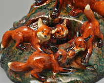 Скульптура «Лисья семья», скульптор Розов Н. И., 1953 г., Гжельский керамический завод