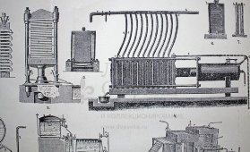 Старинная гравюра «Стеариновое производство»