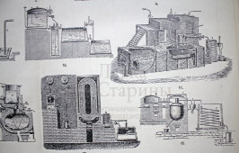 Старинная гравюра «Стеариновое производство»