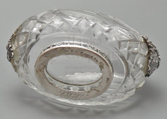 Старинная настольная сервировочная чаша «Лебедь», хрусталь, белый металл, Германия, 1-я пол. 20 в.
