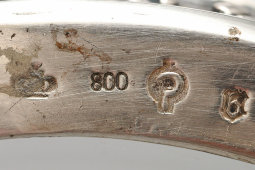 Старинная настольная сервировочная чаша «Лебедь», хрусталь, белый металл, Германия, 1-я пол. 20 в.