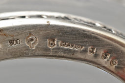 Старинная настольная сервировочная чаша «Лебедь», хрусталь, белый металл, Германия, 1-я пол. 20 в.