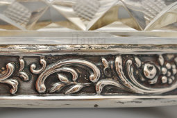 Старинная настольная сервировочная чаша «Лебедь», хрусталь, белый металл, Германия, 1-я пол. 20 в.