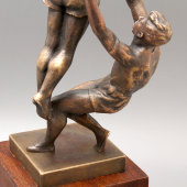 Переходящий приз по волейболу клубного первенства г. Горького, брона, дерево, СССР, 1970-е