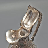 Антикварный кувшин для вина с цветочным декором, шпиатр, стекло, гравировка, Европа, нач. 20 в.