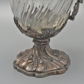 Антикварный кувшин для вина с цветочным декором, шпиатр, стекло, гравировка, Европа, нач. 20 в.