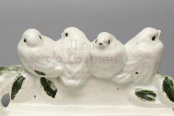 Карандашница, письменный прибор «Воробьи», Конаково, 1950-60 гг., скульптор Гуревич Е. М., фаянс