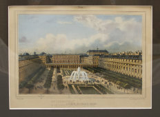 Гравюра «Париж, сад Королевского дворца», Франция, 19 век