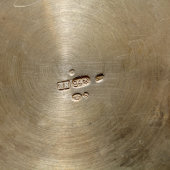 Сосуд с крышкой на тарелке-подставке, белый металл, Россия, кон. 19 в.