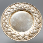 Сосуд с крышкой на тарелке-подставке, белый металл, Россия, кон. 19 в.