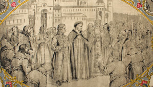 Юбилейный платок в раме «300 лет Дому Романовых. 1613–1913», Россия, нач. 20 в.