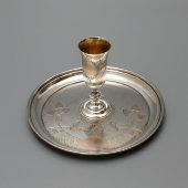 Подносной набор: серебряная рюмка с блюдцем, Россия, конец 19 века, серебро 84 проба