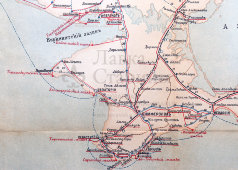 Старинная карта Таврической губернии (Крым), картографич. зав. П. Ф. Петш, Санкт-Петербург, к. 19, н. 20 вв.