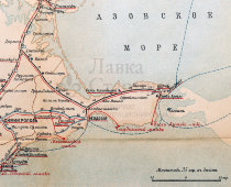 Старинная карта Таврической губернии (Крым), картографич. зав. П. Ф. Петш, Санкт-Петербург, к. 19, н. 20 вв.