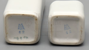 Сувенирный набор для специй «Москва Олимпиада-80»: флакон для уксуса и масла, солонка, перечница, горчичница, подставка, Минский фарфоровый завод, 1980 г.