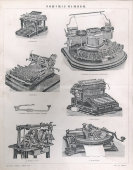 Старинная гравюра «Пишущие машины» (Печатные машинки), Россия, н. 20 в.