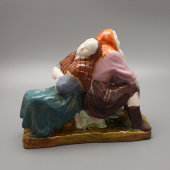 Статуэтка «На отдыхе» (Женская доля), скульптор Чечулина Г. Д., Гжельский керамический завод, 1950-е