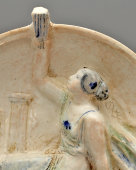 Авторская декоративная тарелка с античным сюжетом, Артамонова О. С., керамика, 1950-60 гг.
