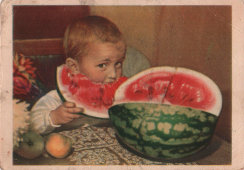 Открытое письмо, почтовая открытка «Вкусно», фотограф Л. Иванова, ИЗОГИЗ, 1955 г.