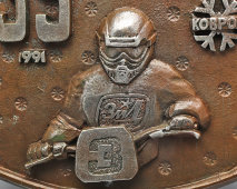 Большая металлическая плакетка «ЗИЛ. 35-й зимний мотокросс», г. Ковров, 1991 г.