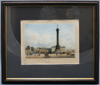 Гравюра «Париж, Июльская колонна», Франция, 19 век