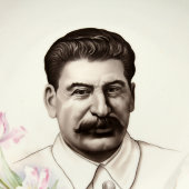 Агитационная настенная тарелка «И. В. Сталин», фарфор Дулево, 1940-е