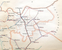 Старинная карта Плоцкой губернии (Польша), картографич. зав. П. Ф. Петш, Санкт-Петербург, к. 19, н. 20 вв.