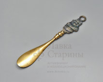 Винтажный рожок для обуви «Британский линкор «Виктория», латунь, Великобритания, 1950-70 гг.