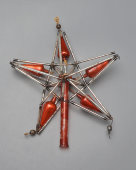 Винтажная верхушка, наконечник для елки «Кремлевская звезда», стеклярус, бусы, СССР, 1960-е