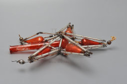 Винтажная верхушка, наконечник для елки «Кремлевская звезда», стеклярус, бусы, СССР, 1960-е