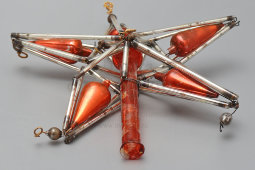 Винтажная верхушка, наконечник для елки «Кремлевская звезда», стеклярус, бусы, СССР, 1960-е