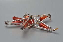 Винтажная верхушка, наконечник для елки «Кремлевская звезда», стеклярус, бусы, СССР, 1960-е