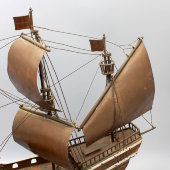 Старинная модель парусного корабля, латунь, дерево