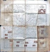 Советский двусторонний иллюстрированный план, карта города Москвы со схемой городского транспорта и метро, бумага, 1939 г.