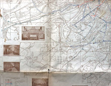 Советский двусторонний иллюстрированный план, карта города Москвы со схемой городского транспорта и метро, бумага, 1939 г.