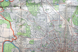 Советский двусторонний иллюстрированный план, карта города Москвы со схемой городского транспорта и метро, бумага, 1939 г.