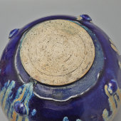 Большая круглая декоративная ваза с поливами, керамика, СССР, 1950-60 гг.