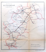 Старинная карта Петроковской губернии (Польша), картографич. зав. П. Ф. Петш, Санкт-Петербург, к. 19, н. 20 вв.