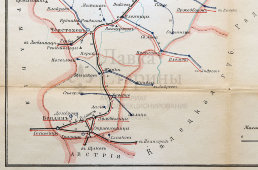 Старинная карта Петроковской губернии (Польша), картографич. зав. П. Ф. Петш, Санкт-Петербург, к. 19, н. 20 вв.