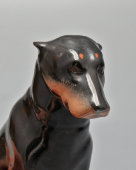 Фигурка «Собака породы доберман», марка «Серп и молот», скульптор Воробьев Б. Я., фарфор, анималистика ЛФЗ, 1920-е