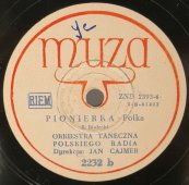 Оркестр польского радио: полька «Pionierka» / Mirosława Krajewska: «Marynika», старинная / винтажная пластинка 78 оборотов для граммофона / патефона.