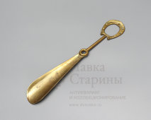 Винтажный рожок на конно-спортивную (жокейскую) тематику «Подкова», латунь, Европа, 2-я пол. 20 в.