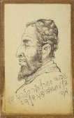 Еврейский портрет, художник А. Кон, бумага, карандаш, Россия, 1-я пол. 20 в.
