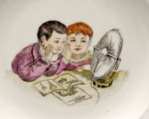 Агитационная тарелка «Дети слушают радио» (ликбез, соцреализм), Пролетарий, 1930-45 гг.