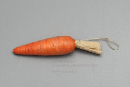 Винтажная ватная елочная игрушка «Морковь», СССР, 1940-50 гг.