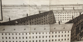 Старинная гравюра «Шерстяная фабрика в Австралии»