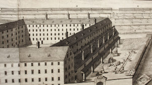 Старинная гравюра «Шерстяная фабрика в Австралии»